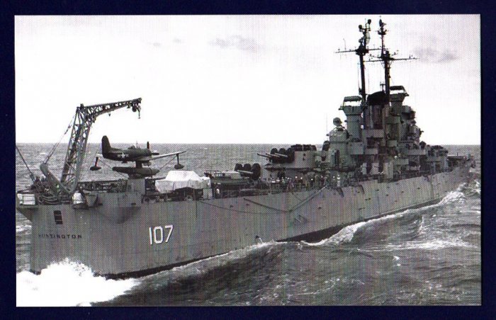 USS HUNTINGTON CL-107 Cruiser Navy Ship Postcard