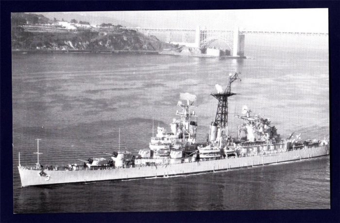 USS GALVESTON CLG-3 Guided Missile Cruiser Navy Ship Postcard