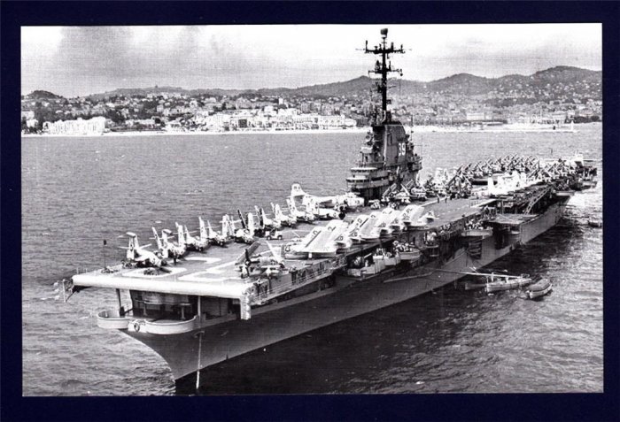 USS LAKE CHAMPLAIN CVA-39 Aircraft Carrier Navy Ship Postcard