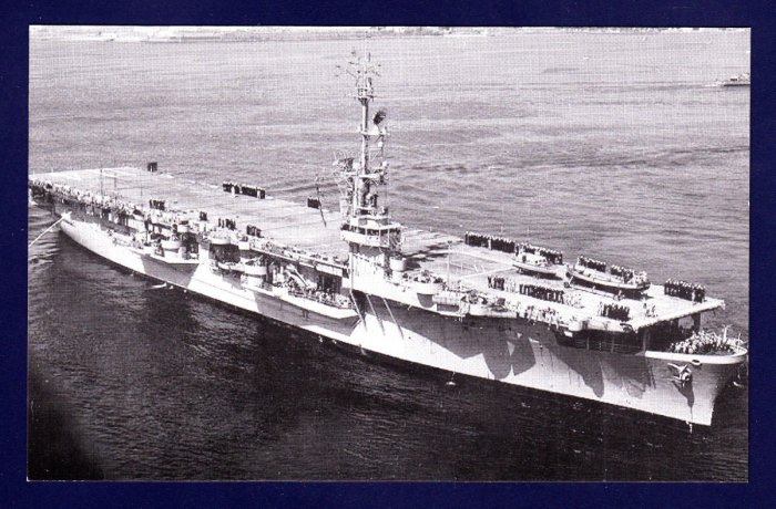USS RENDOVA CVE-114 Escort Carrier Navy Ship Postcard