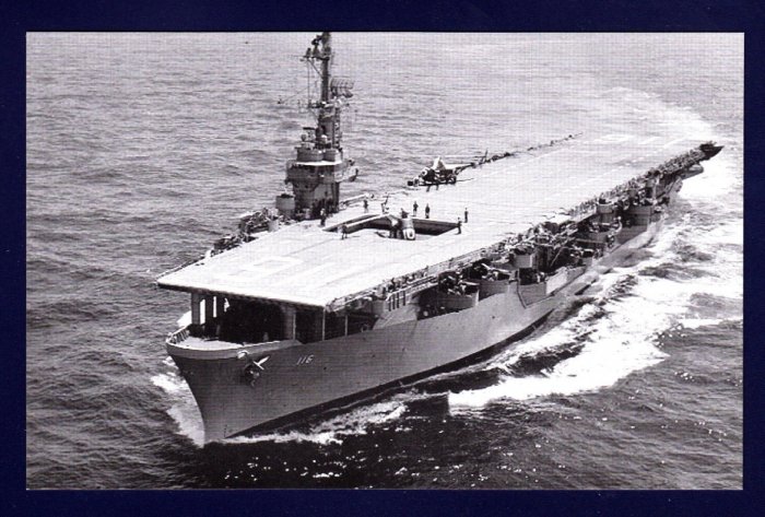 USS BADOENG STRAIT CVE-116 Escort Carrier Navy Ship Postcard