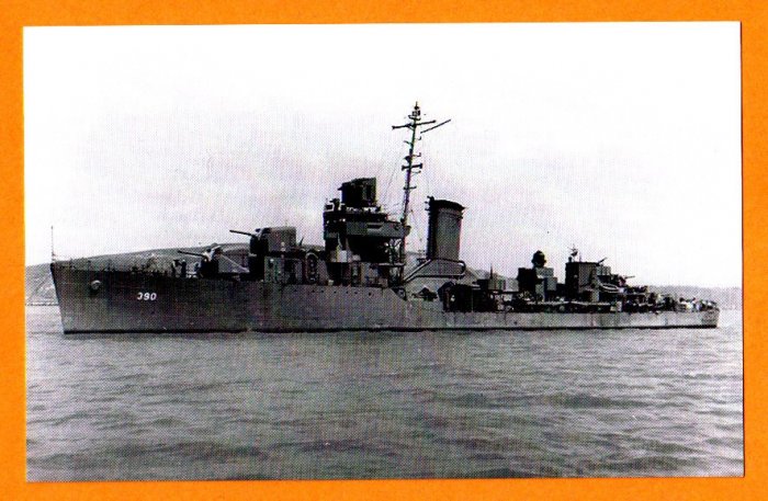 USS RALPH TALBOT DD-390 Destroyer Navy Ship Postcard