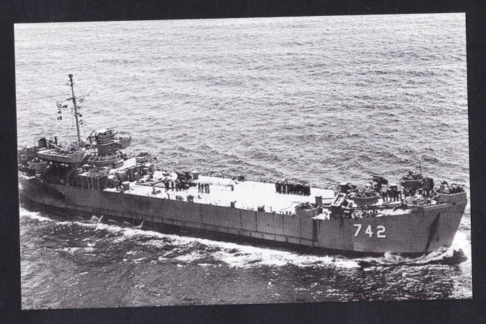 USS DUNN COUNTY LST-742 Tank Landing Ship Navy Ship Postcard