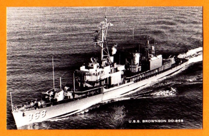 USS BROWNSON DD-868 Destroyer Navy Ship Postcard