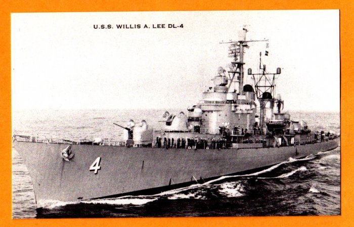 USS WILLIS A. LEE DL-4 Destroyer Leader Navy Ship Postcard