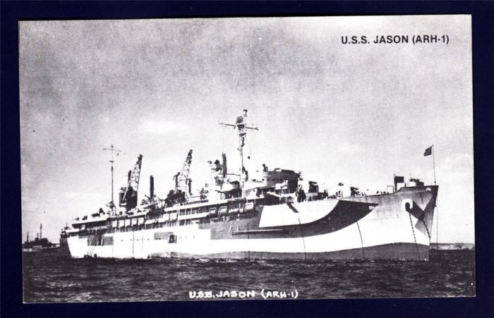 USS JASON ARH-1 Repair Ship Navy Ship Postcard