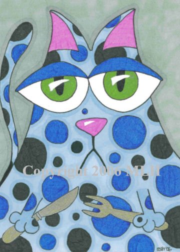 Cat Want Food Now (aceo print)