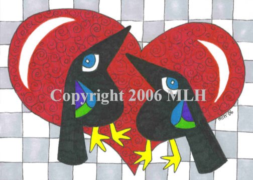 Crows in Love (aceo print)