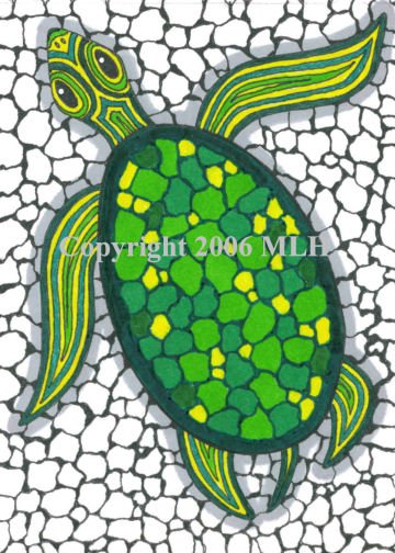 Turtle on the Rocks (aceo print)