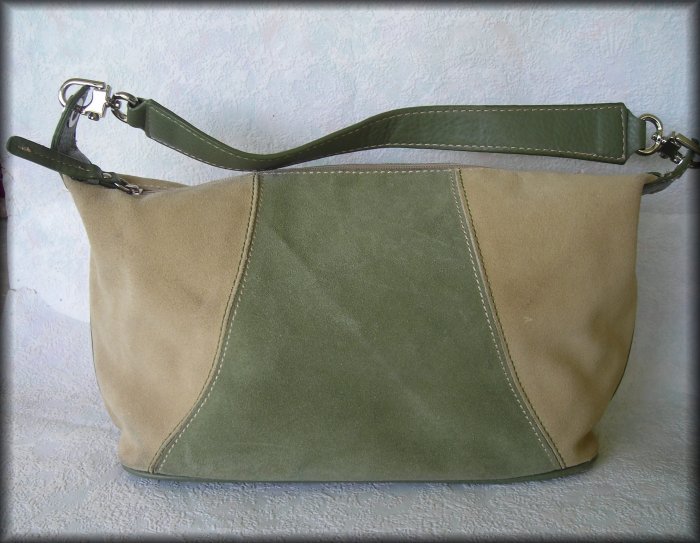 Liz Claiborne Natural Leather and Suede Handbag - Hobo Style Purse - FREE Shipping