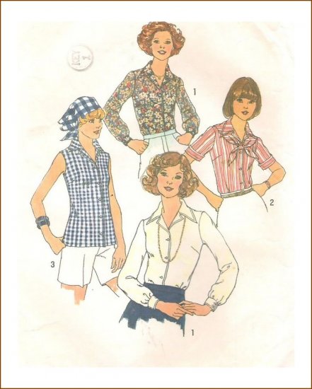 Misses Blouse Scarf Sewing Pattern Vintage Simplicity 7353 Size 14