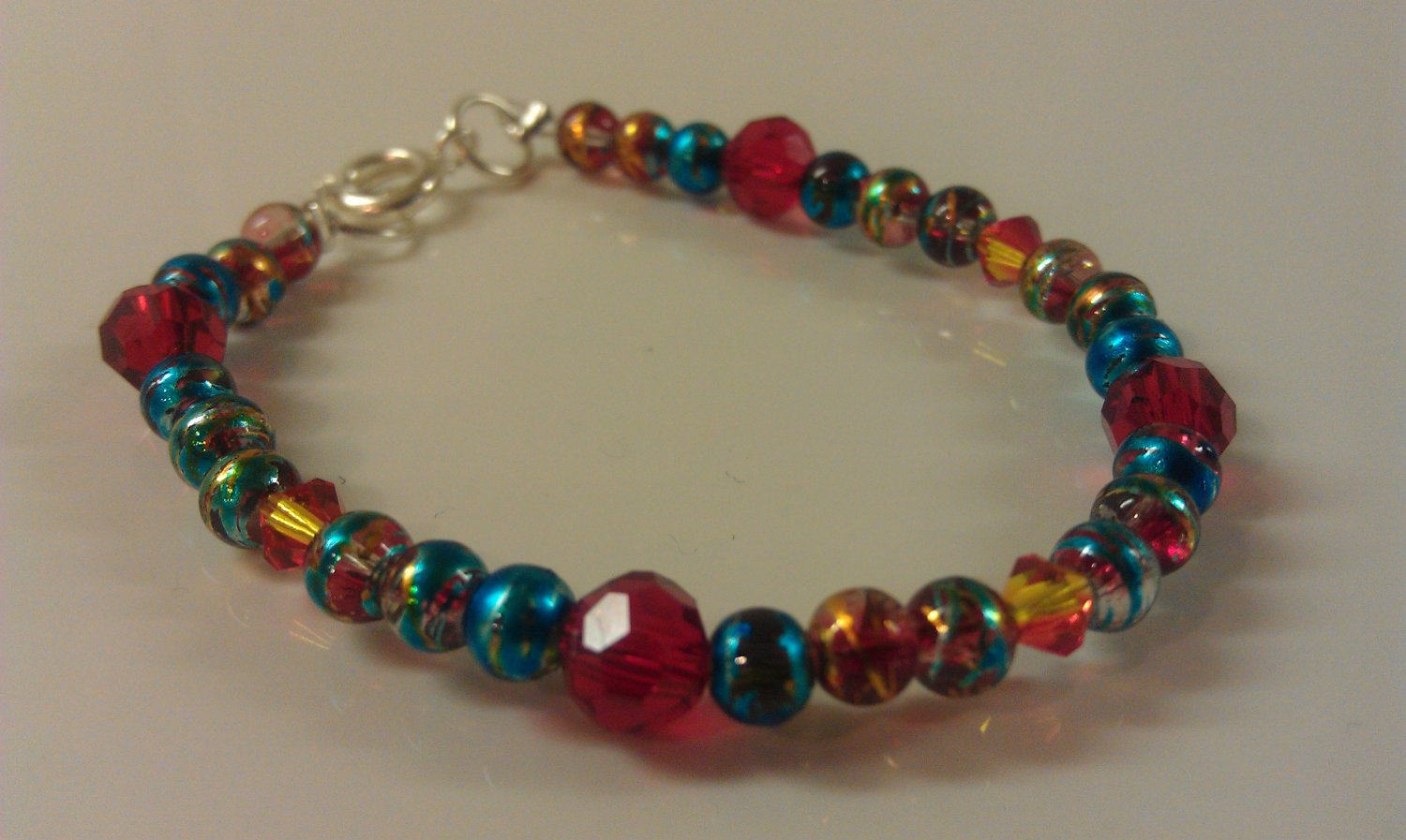 24 Months: Metallic Blue Glass & Crystal Bracelet