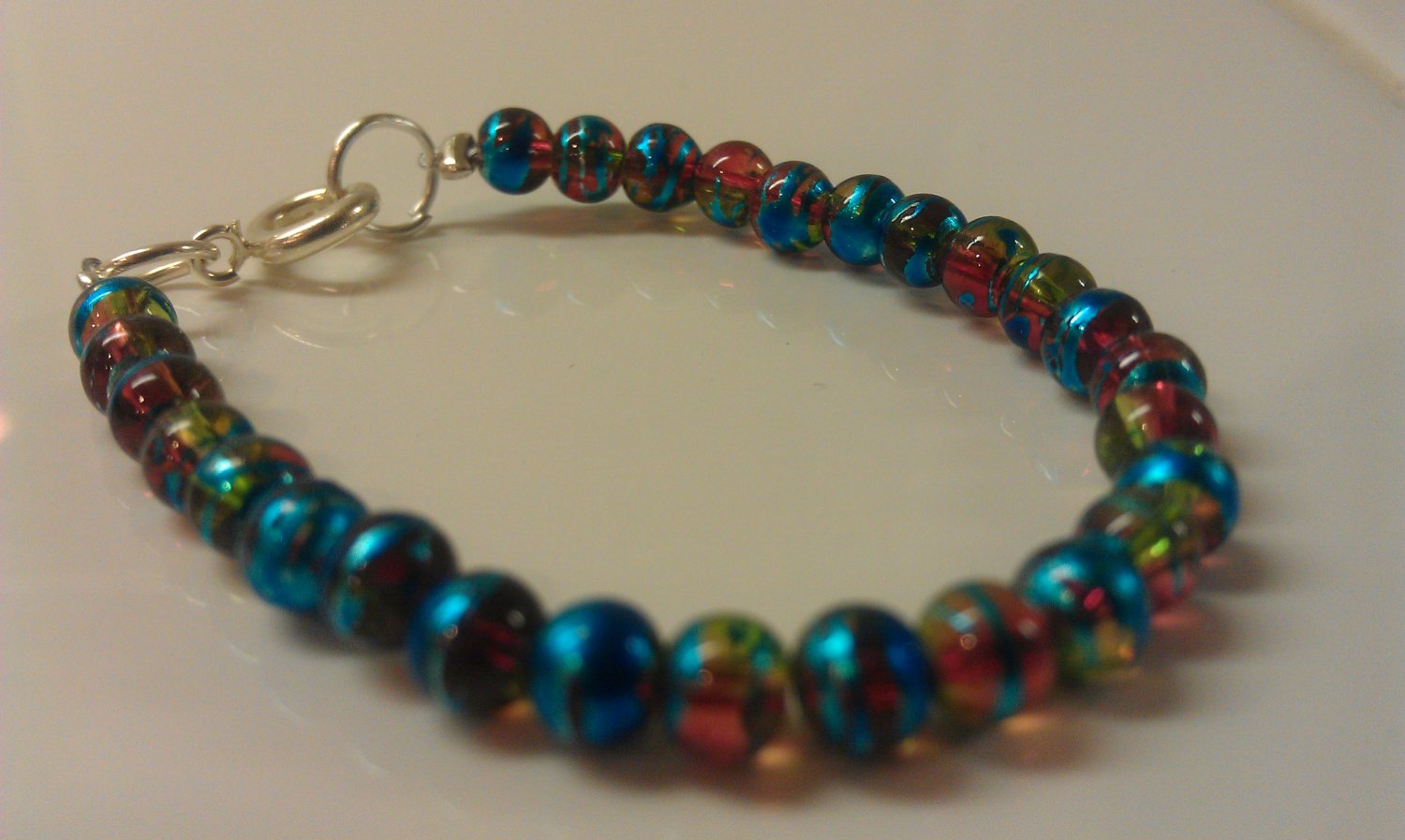 18 Months: Metallic Blue Czech Glass Baby Bracelet