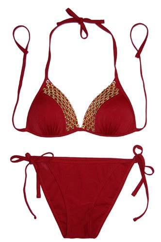 Gold Embellished Triangle Top Bikini