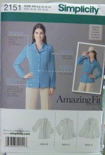 #2151 SIMPLICITY AMAZING FIT MISSES BLOUSE H5 PATTERN