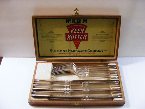 ANTIQUE-RARE-COLLECTIBLE - 12PC. KEEN KUTTER SILVER