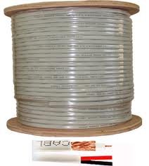 Economical RG-59/U Siamese cable. 1000 FT with Power/Video White Color