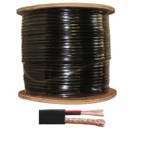 Economical RG-59/U Siamese cable. 1000 FT with Power/Video Black Color