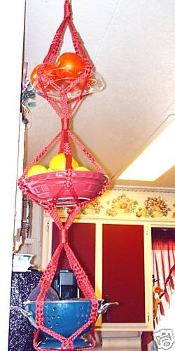 MACRAME plant Hanger 42in 3-Tier Vintage Vege Basket