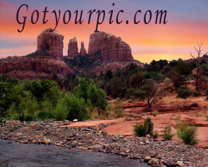Vibrant Sedona Arizona Original Print Red Rock Crossing Cathedral Rock