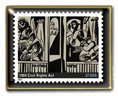 Black History Civil Rights 1964 Act Stamp pin lapel pins 3937g