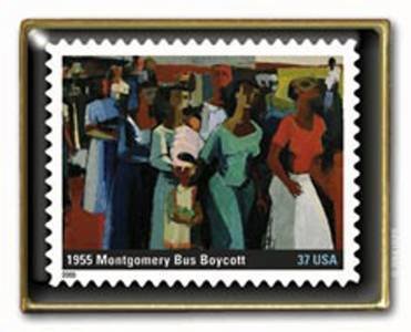 Montgomery Bus Boycott Stamp pin lapel Black History 3937e