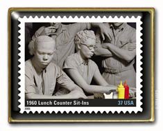 Black History Lunch Counter Sit-In Stamp pin lapel pins 3937c S