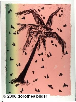 Palm Tree with Watermelon -- Original Signed Lithograph LE Dorothea Bilder 37 s