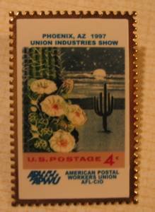 Saugaro Cactus Arizona stamp pin AFL CIO lapel pins hat 1192