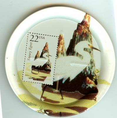 Snowy Egret stamp coasters wildlife lot of four