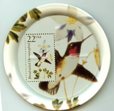 Broad-tailed Hummingbird stamp coasters lot of four
