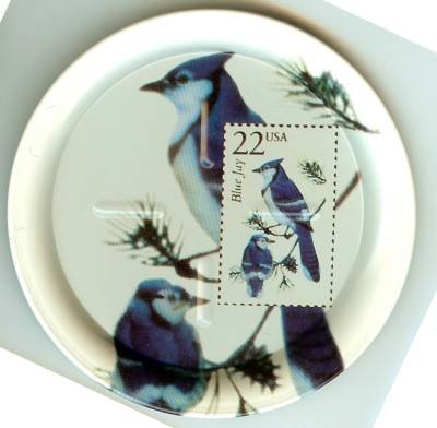 Blue Jay stamp coasters birds lot of four