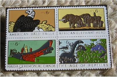 Eagle Elephant Dinosaur stamp pin lapel pins 1387-90 S