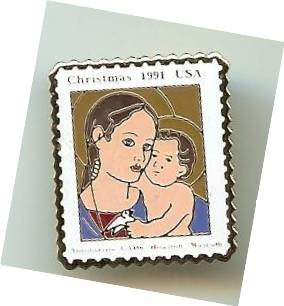 Madonna Child Antoniazzo Romano stamp pin lapel 2578
