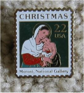 Madonna Child Moroni stamp pin lapel pins hat 2367