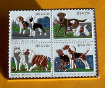 Beagle Boston Terrier dog stamp pin lapel pins hat 2098