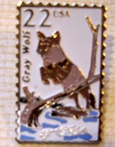 Gray Wolf stamp pin tie tac lapel pins hat new 2322