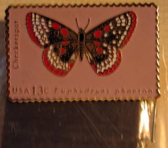 Checkerspot butterfly stamp magnet cloisonne new 1713mg
