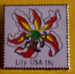 Lily Flower Stamp Pin tie tac cloisonne lapel pins 1879
