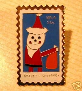 Christmas Santa Claus stamp pin lapel hat tie tac 2108