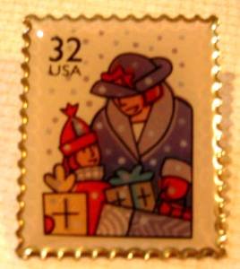 Holiday Shopping Christmas Stamp Pin hat lapel new 3111 s