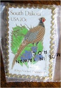 Ring-Necked Pheasant SD Pasqueflower stamp pin hat 1993