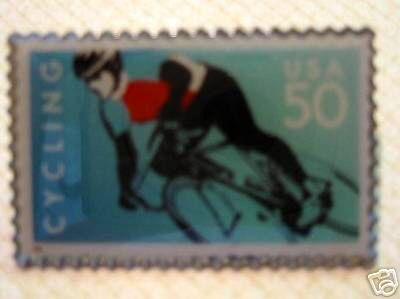 Blue Cycling Bicycling stamp pin hat lapel pins 3119b s