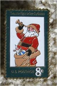 Santa Claus 1972 Christmas Stamp pin . lapel pins 1472
