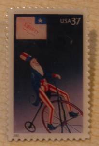 Uncle Sam Old Glory stamp pin lapel hat tie tac 3776 S