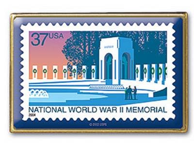 World War II Veterans Memorial stamp pin lapel hat 3862 s