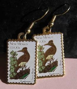 New Mexico Roadrunner Yucca NM stamp earrings 1983ew