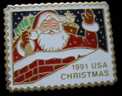 Santa Claus Chimney stamp pin lapel pins hat 2580 new