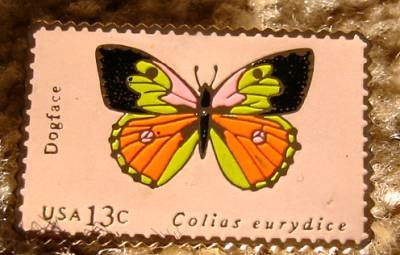 Dogface butterfly stamp pin lapel hat tie tac 1714g