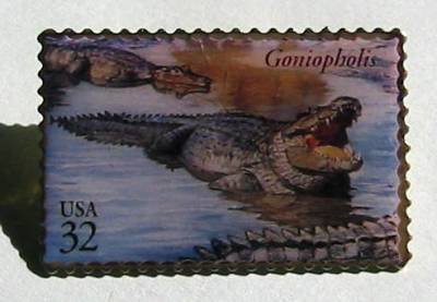Goniopholis Dinosaur stamp pin lapel pins hat new 3136e s